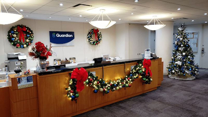 Guardian office Christmas decorations by Neave Group event decorating services