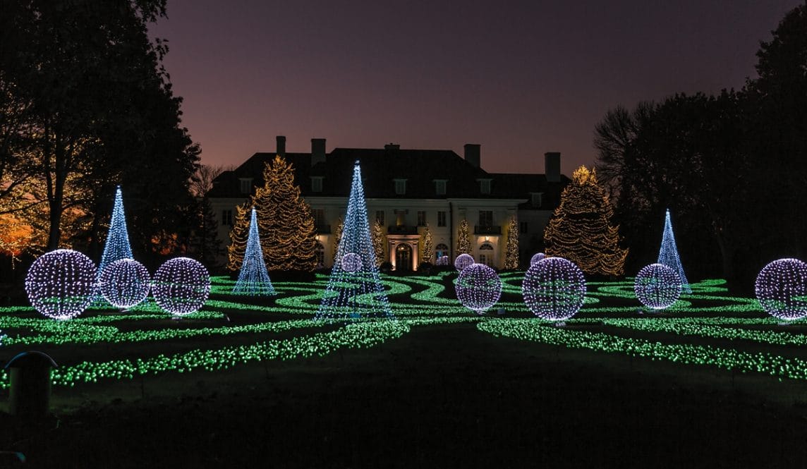 Hudson Valley landscaping with holiday decorations