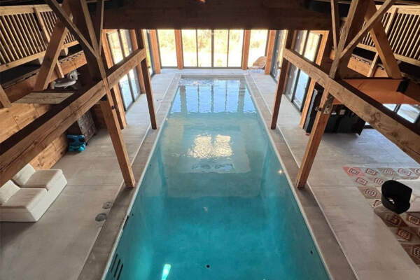 Top view of indoor swimming pool